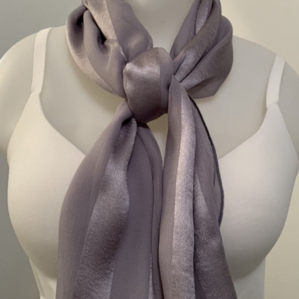 Crinkle Silk Chiffon in Grey Stripe